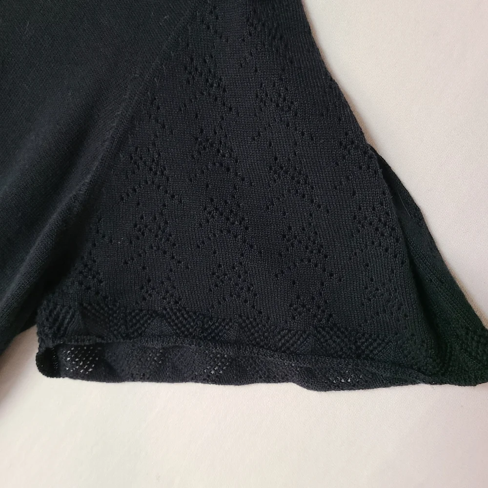 NWOT Notations SZ XL Black Short Sleeve Black Cardigan Sweater - Picture 2 of 7